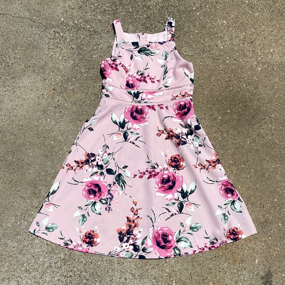 A beautiful flower printed pink beautiful dress
